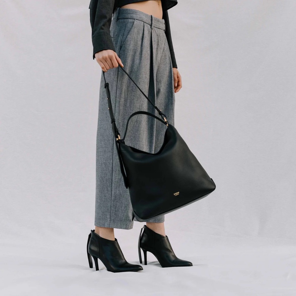 Stow London Black Curve Bag Gold Hardware - Picture 3 of 12